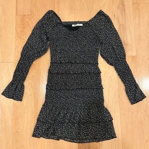 Black and White Floral Textured Dress